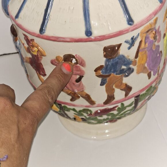 Atlantic Mold Decorative German Painted Pitcher Old World Circa. 1970 Vintage - Picture 3 of 16